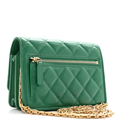 Chanel Aged Calfskin Quilted Mini Reissue Wallet On Chain WOC Green 3 of 12