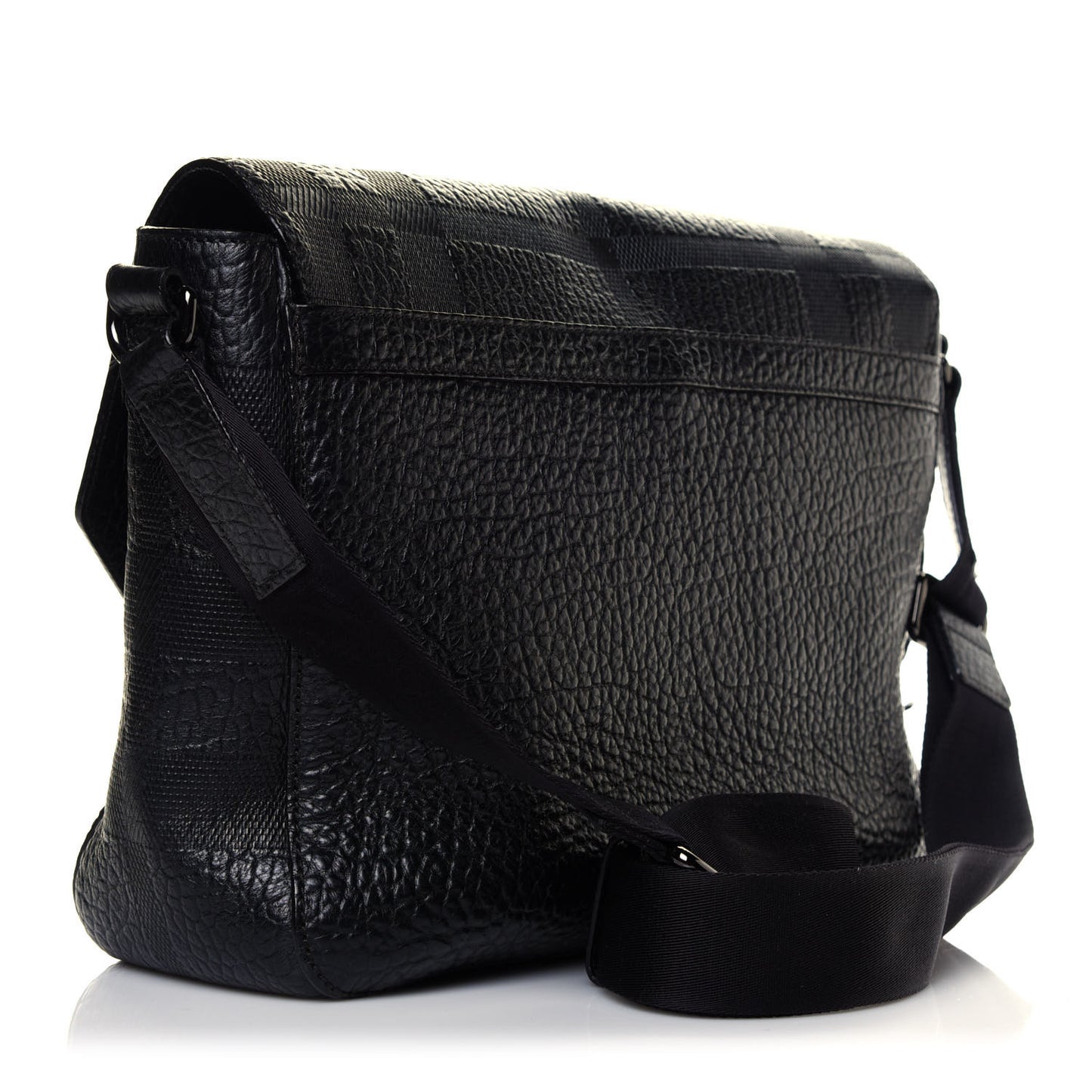 Heritage Grain Check Embossed Messenger Bag Black