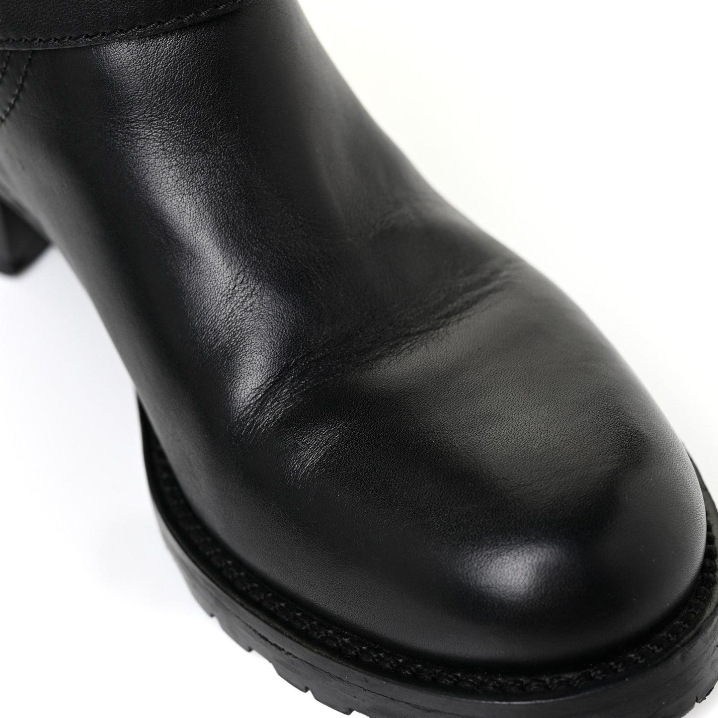 Calfskin Rockstud 30mm Biker Boots 37 Black
