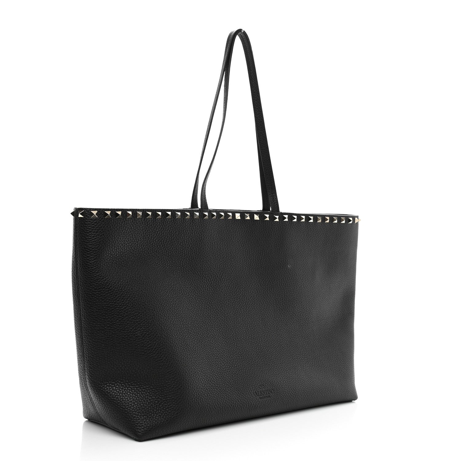 Valentino Garavani Grained Calfskin Rockstud Shoulder Tote Black 3 of 10