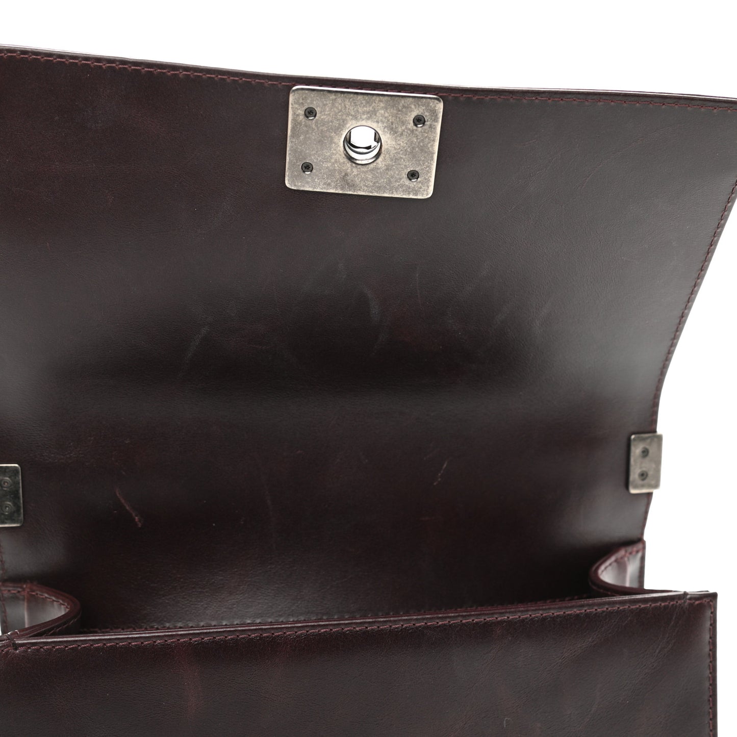 Goatskin Quilted Medium Boy Handle Flap Burgundy