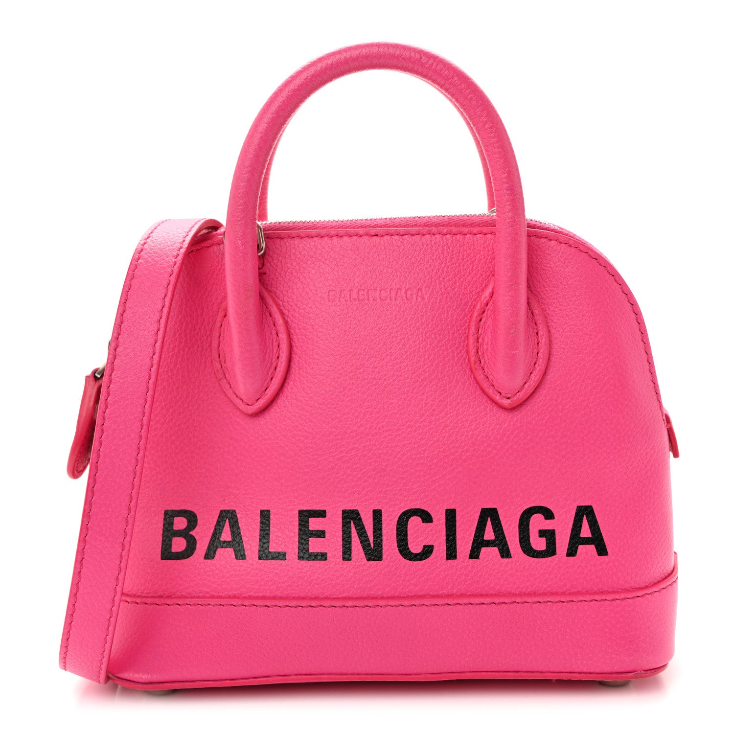 Balenciaga Signature Grained Calfskin Logo XXS Ville Top Handle Bag Fuchsia 1 of 12