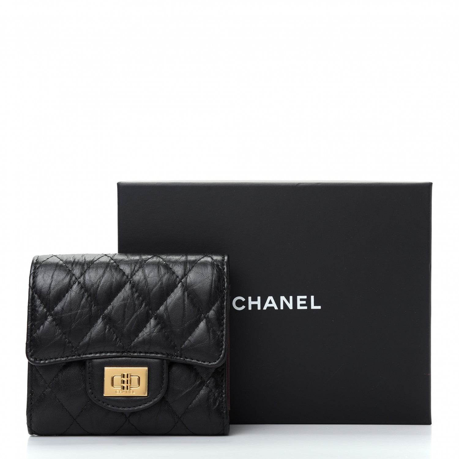 Chanel Aged Calfskin Quilted Reissue Compact Wallet Black 9 of 9