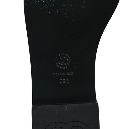 Chanel Shiny Goatskin Quilted CC Mules Sandals 38.5 Black 6 of 9