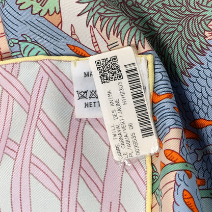 Hermes Silk Le Carnaval des Animaux Scarf 90 Aqua Vert Jaune 4 of 5