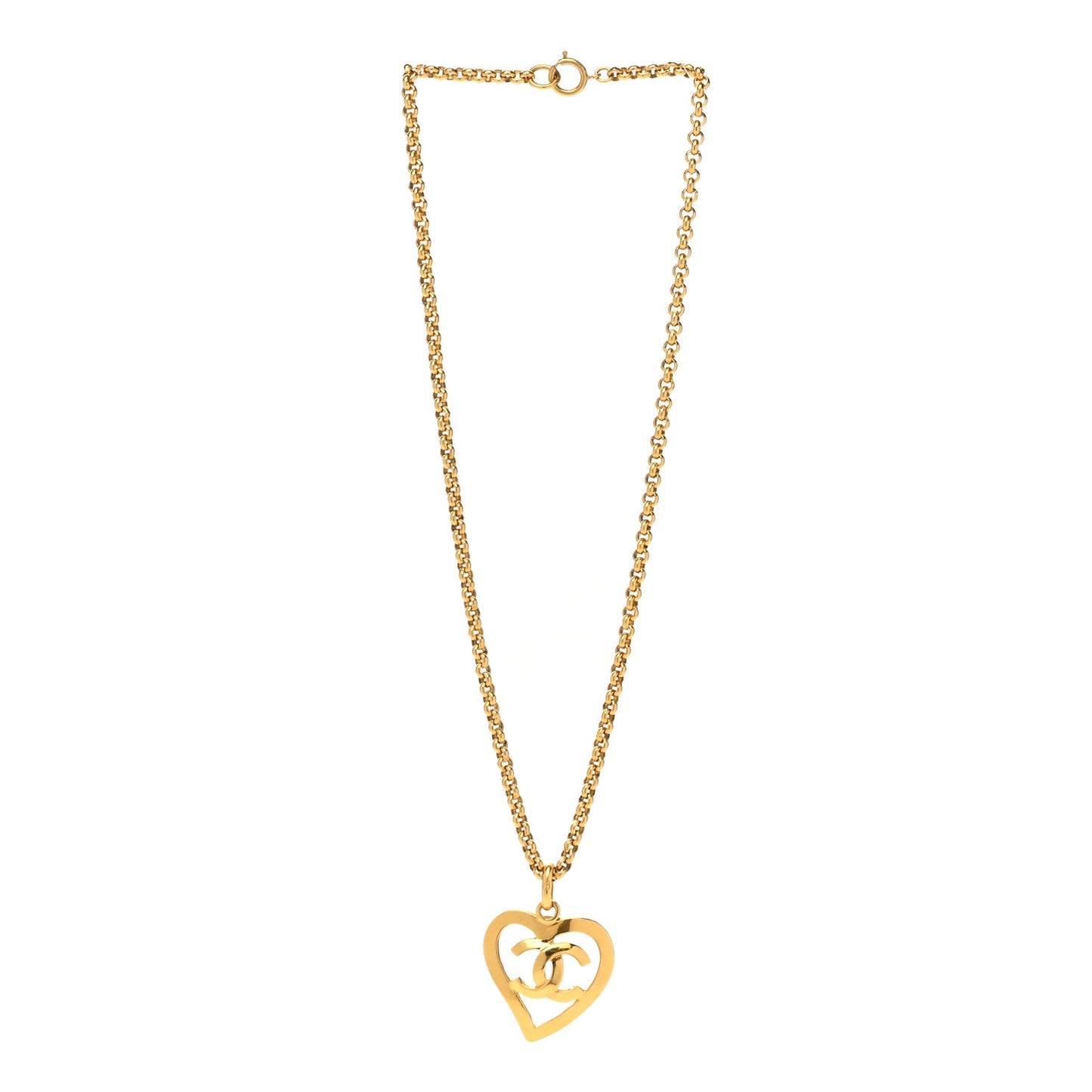CC Heart Chain Pendant Necklace Gold