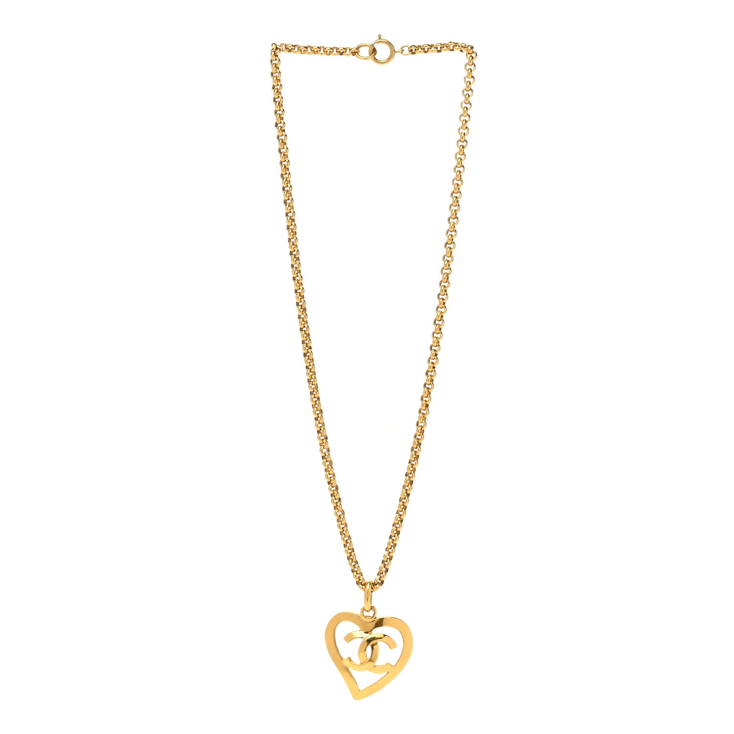Chanel CC Heart Chain Pendant Necklace Gold 3 of 6
