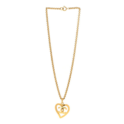 Chanel CC Heart Chain Pendant Necklace Gold 3 of 6