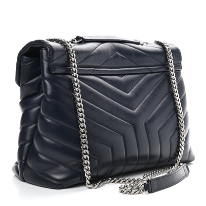 Saint Laurent Calfskin Y Quilted Monogram Medium Loulou Chain Satchel Medium Blue 3 of 9