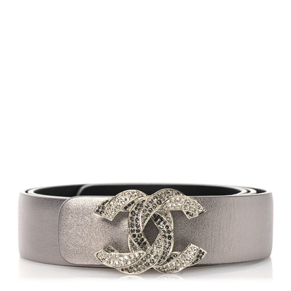 Chanel Metallic Calfskin Crystal CC Chain Belt 75 30 Silver 1 of 9