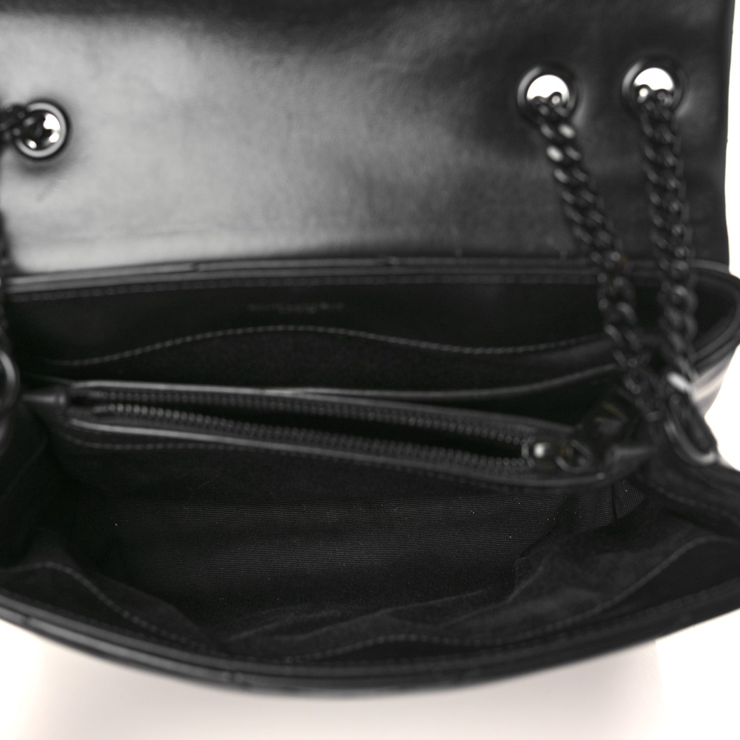 Calfskin Y Quilted Monogram Monochrome Small Loulou Chain Satchel Black