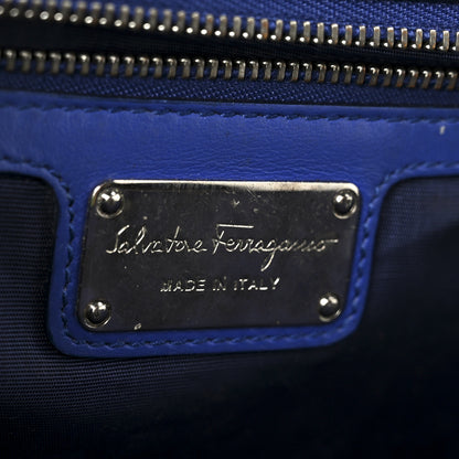 Salvatore Ferragamo Perforated Calfskin Patent Ginny Bow Crossbody Bag Blue 6 of 10