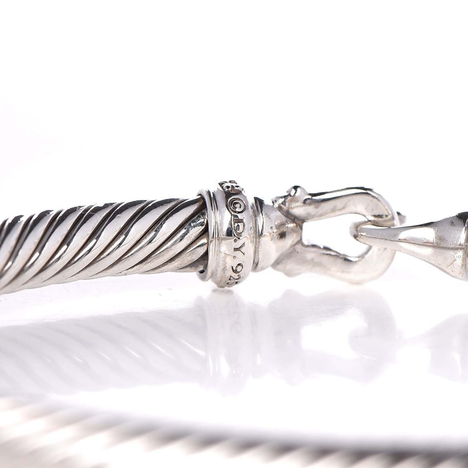 David Yurman Sterling Silver Diamond 5mm Cable Buckle Bracelet 3 of 3