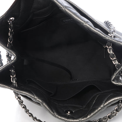 Chanel Metallic Caviar Quilted CC Timeless Tote Dark Silver 5 of 7