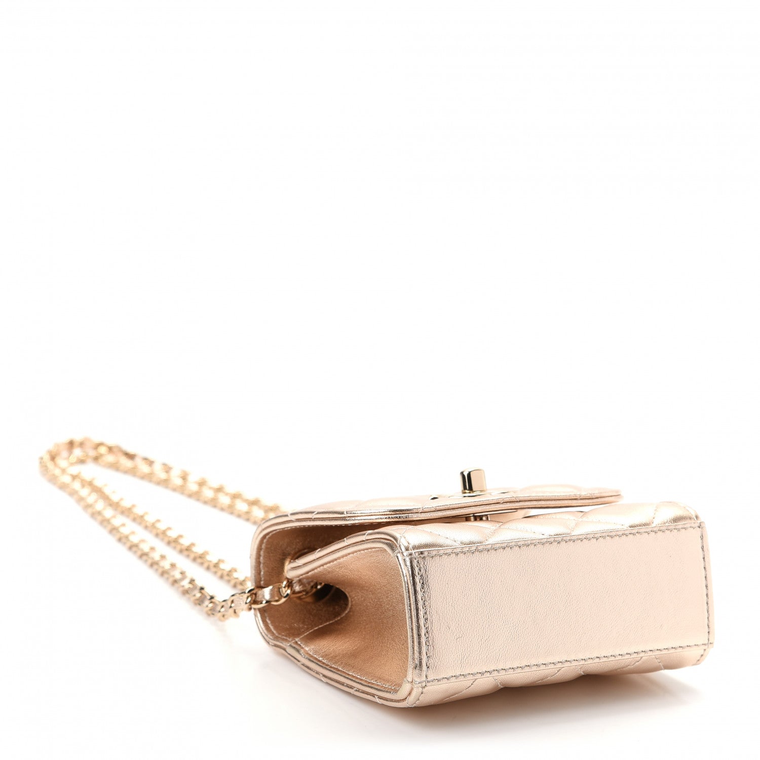 Chanel Metallic Lambskin Quilted Mini Trendy CC Clutch With Chain Gold 4 of 10