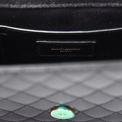 Saint Laurent Grain De Poudre Textured Mixed Matelasse Triquilt Small Monogram Satchel Black 6 of 10