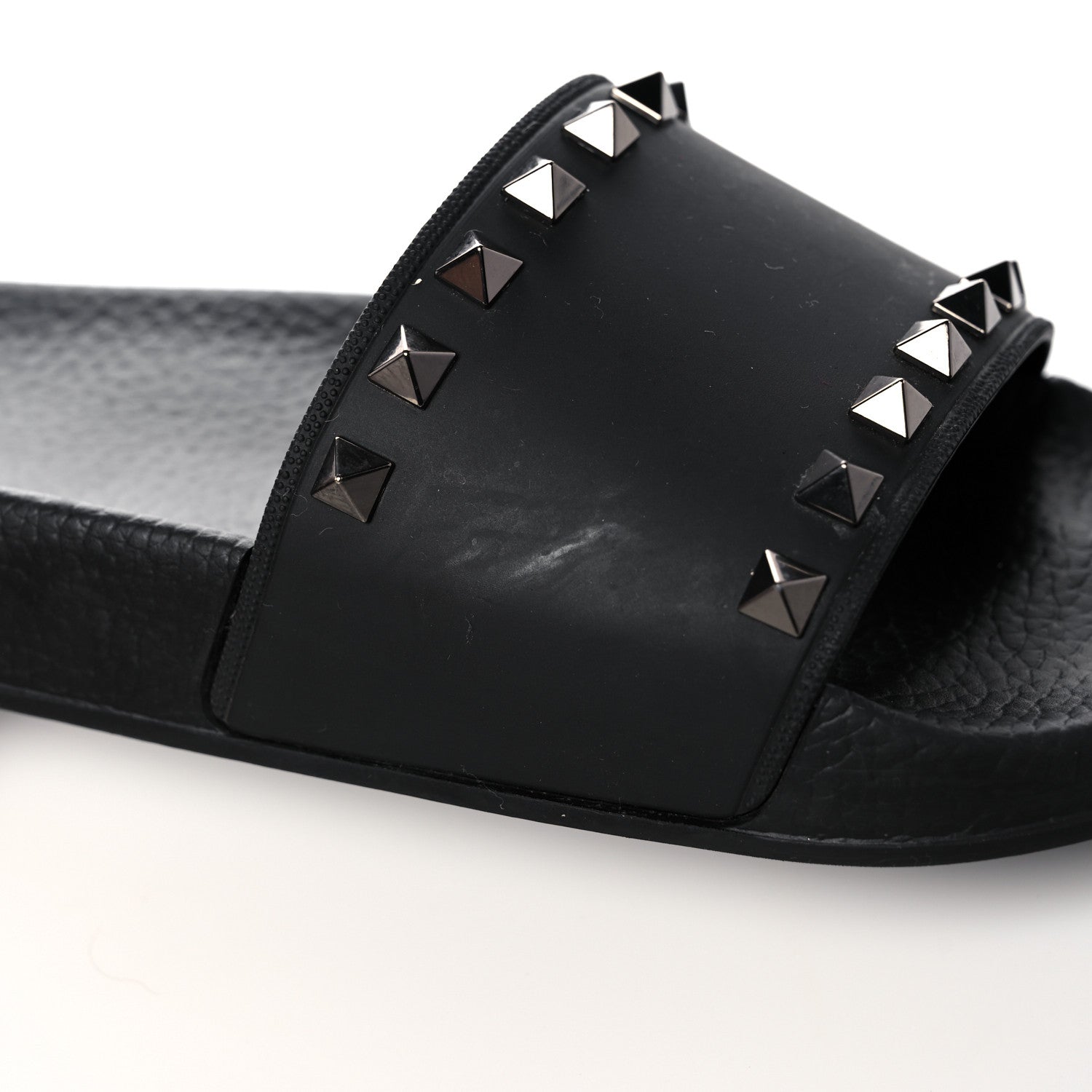 Valentino Garavani Rubber Rockstud Slide Sandals 38 Black 8 of 12