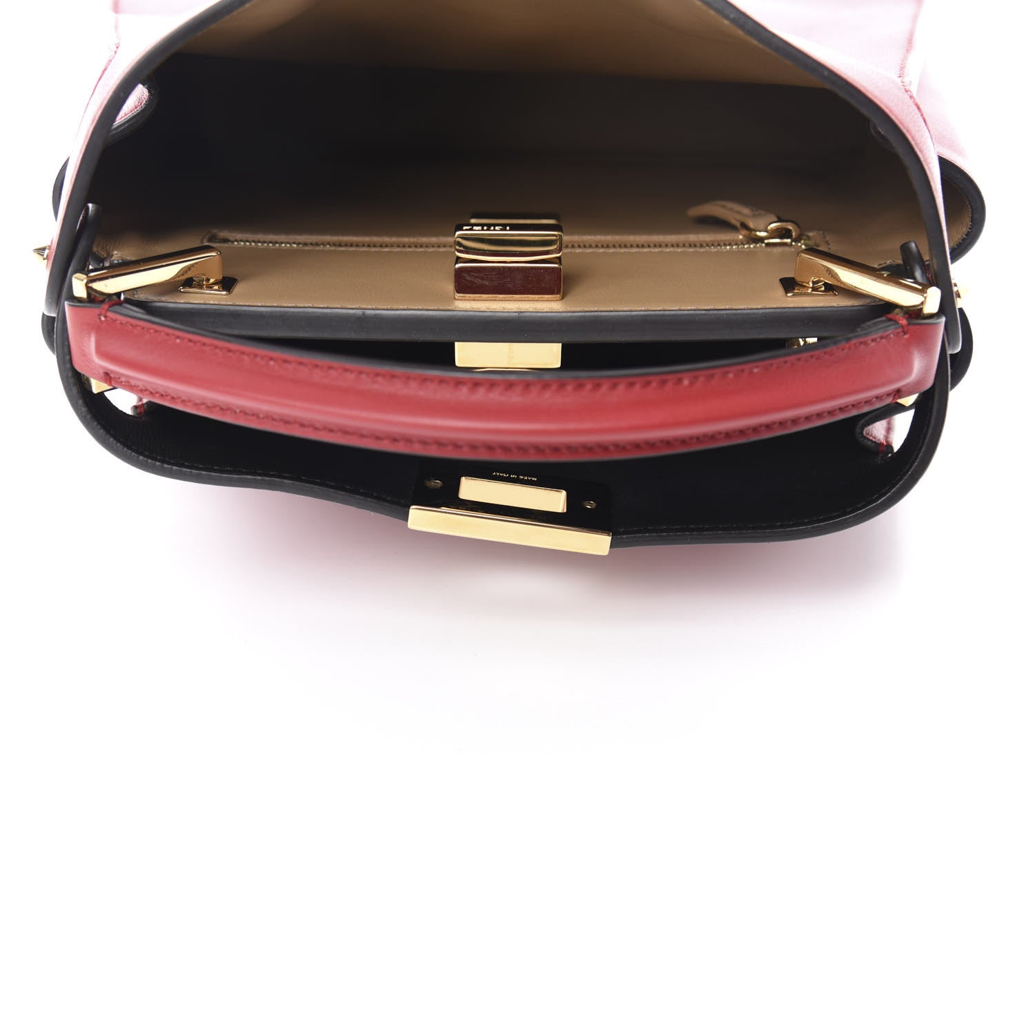 Fendi Vitello Tahiti Burro Bi-Color Medium Peekaboo Iconic Essentially Satchel Fragola Orzo 5 of 10