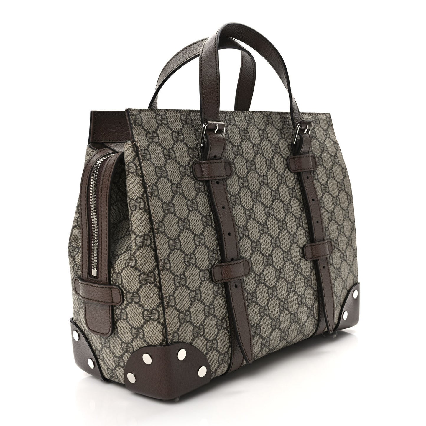 GG Supreme Monogram Textured Dollar Calfskin Small Detail Tote Beige Ebony New Acero