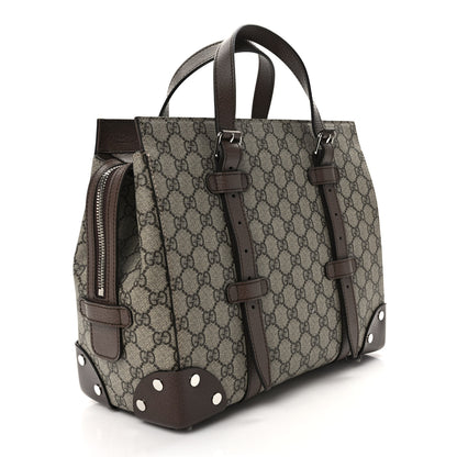 Gucci GG Supreme Monogram Textured Dollar Calfskin Small Detail Tote Beige Ebony New Acero 3 of 9