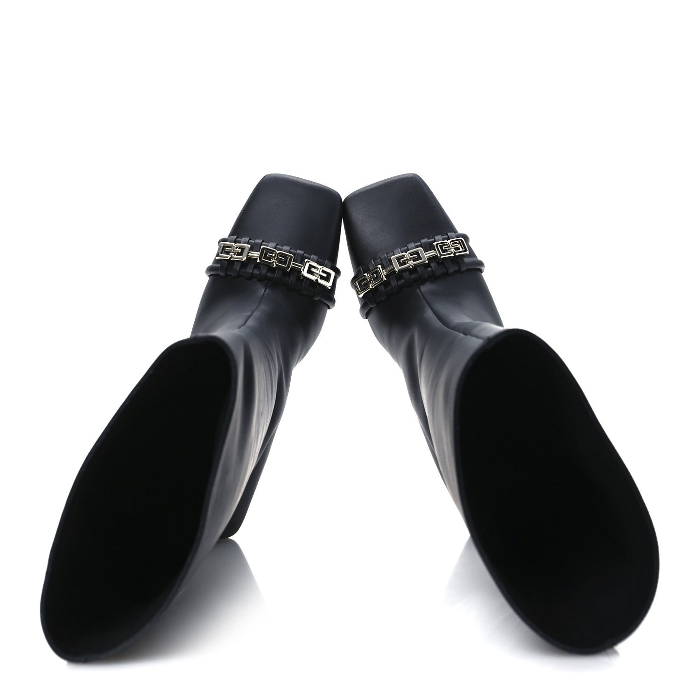 Smooth Calfskin 4G Square Toe Knee Boots 38 Black