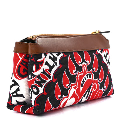 Valentino Garavani Calfskin Canvas VLogo Archive Manifesto Bandana Print Red Multicolor 3 of 10
