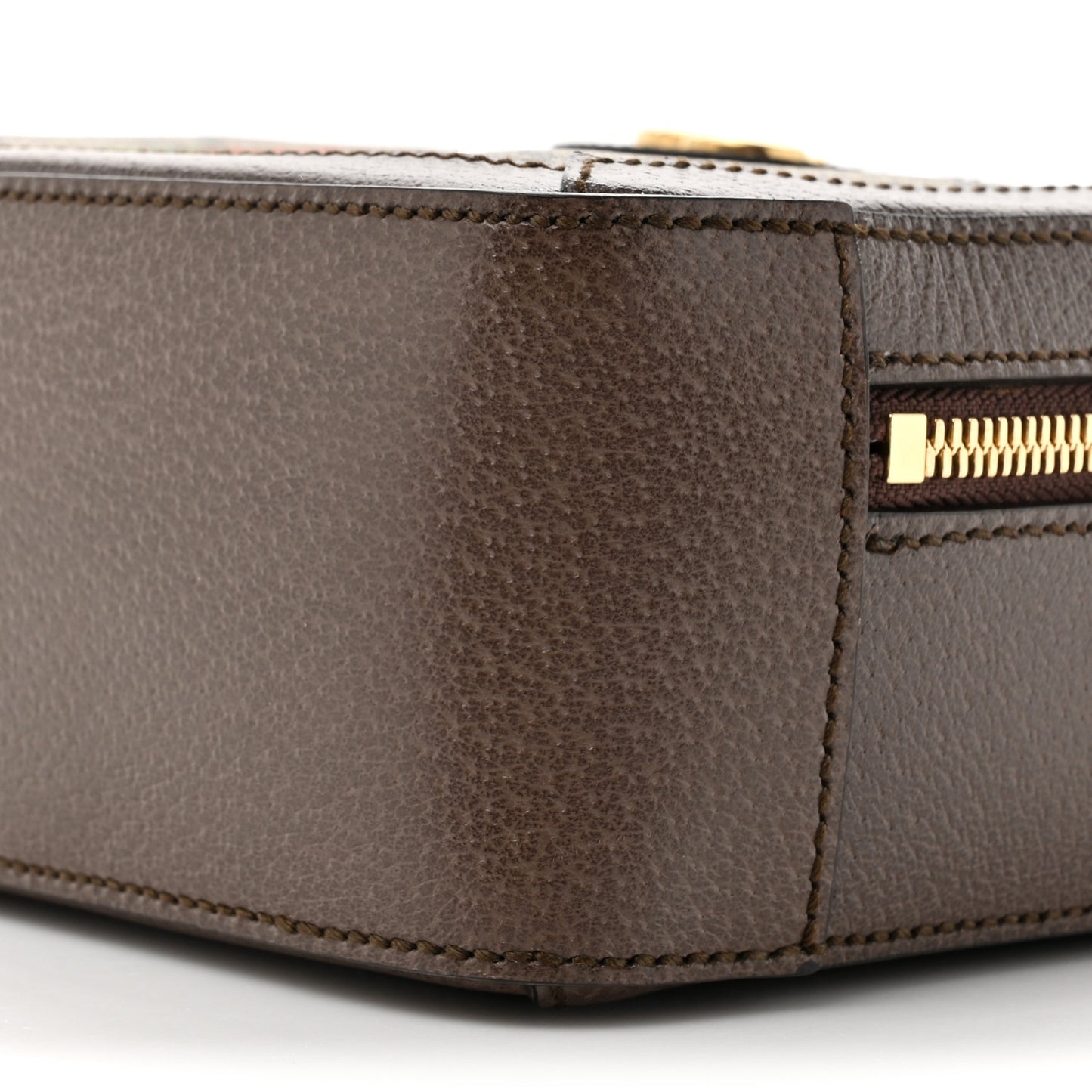 GG Supreme Monogram Mini Ophidia Top Handle Shoulder Bag Brown