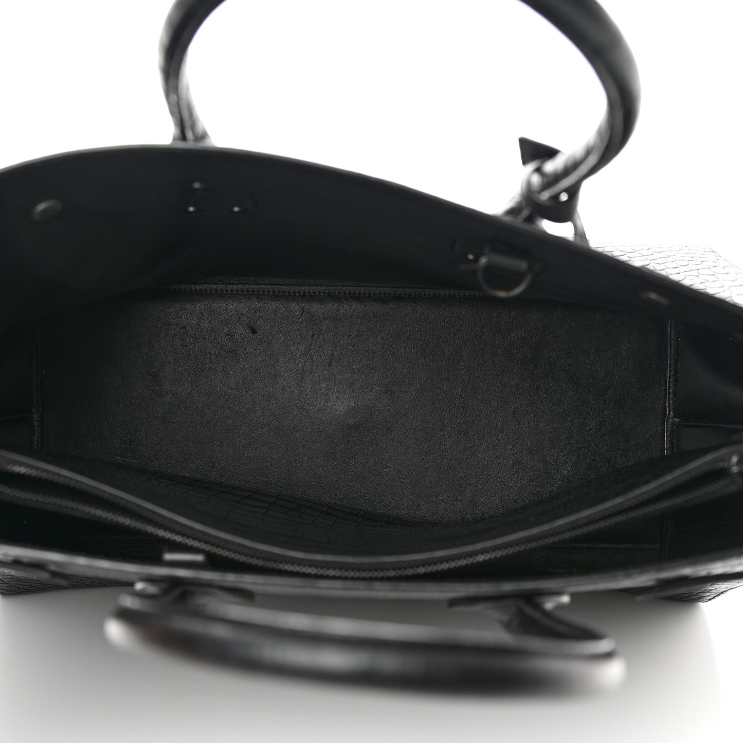 Calfskin Crocodile Embossed Large Sac De Jour Carryall Black