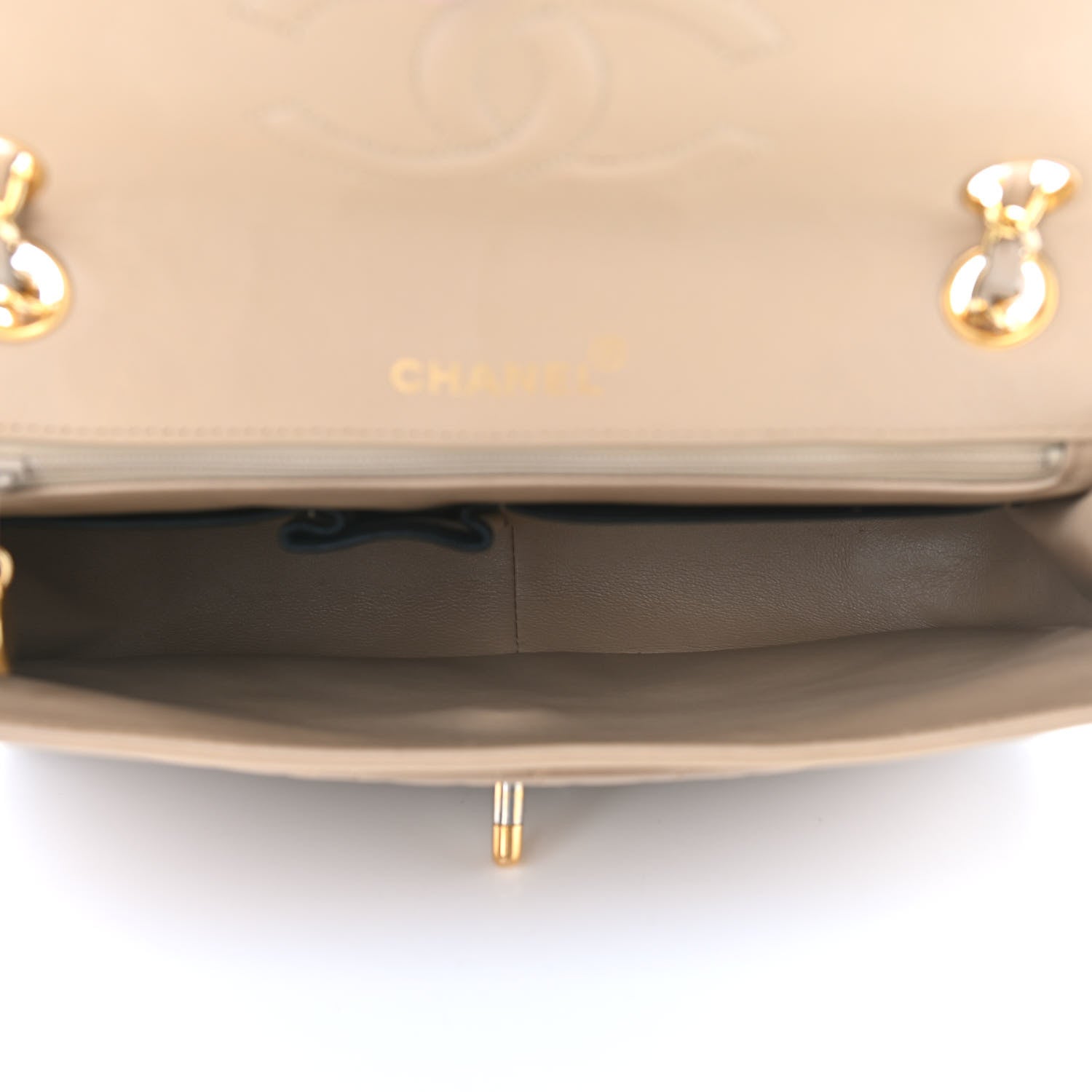 Chanel Lambskin Quilted Medium Single Flap Beige Black 5 of 10