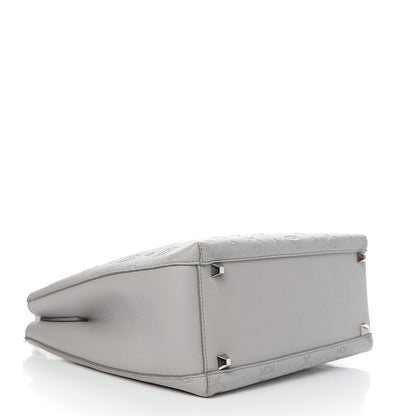 MCM Calfskin Ottomar Monogram Sarah Convertible Hobo Dove 3 of 9
