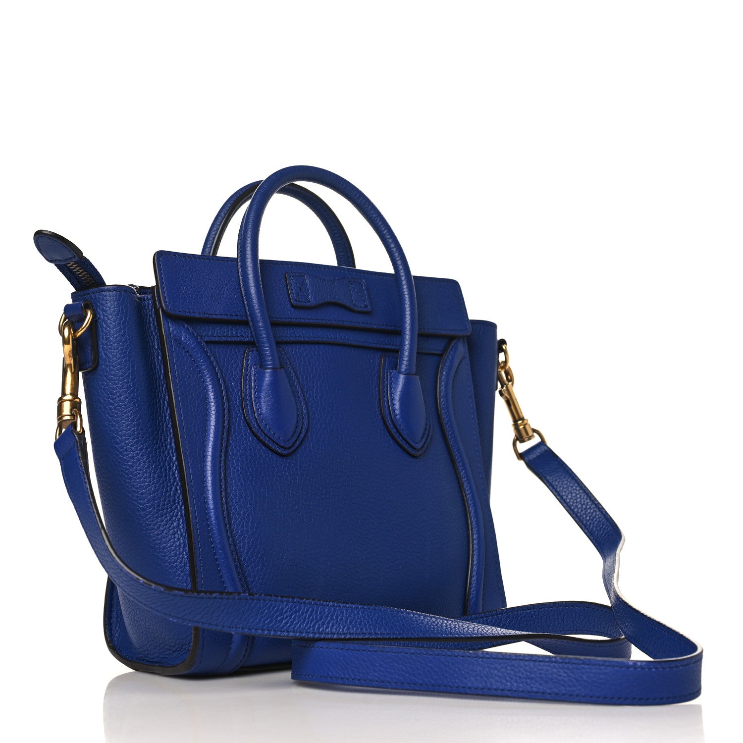 Celine Drummed Calfskin Nano Luggage Indigo 3 of 8