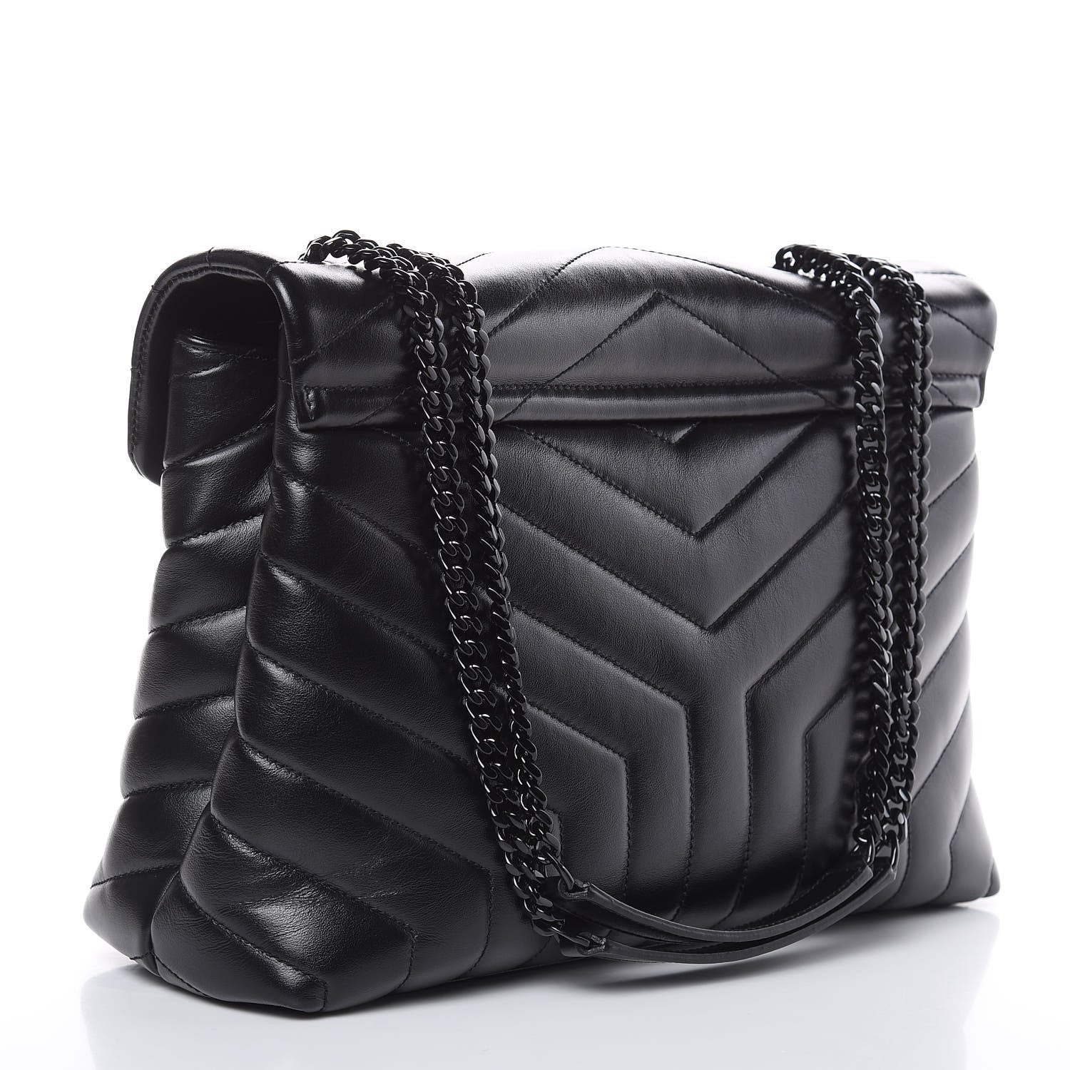 Saint Laurent Calfskin Y Quilted Monogram Medium Loulou Chain Satchel Black 3 of 11