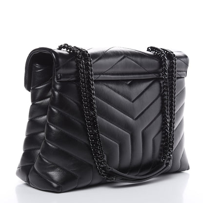 Saint Laurent Calfskin Y Quilted Monogram Medium Loulou Chain Satchel Black 3 of 11