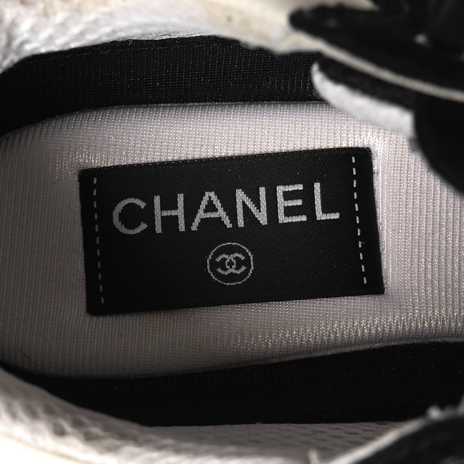 Chanel Mesh Suede Grained Calfskin Womens CC Sneakers 35 Black White 7 of 11