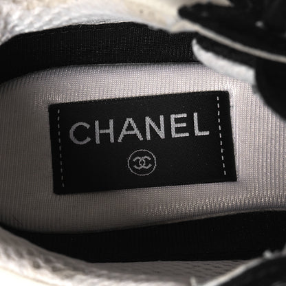 Chanel Mesh Suede Grained Calfskin Womens CC Sneakers 35 Black White 7 of 11