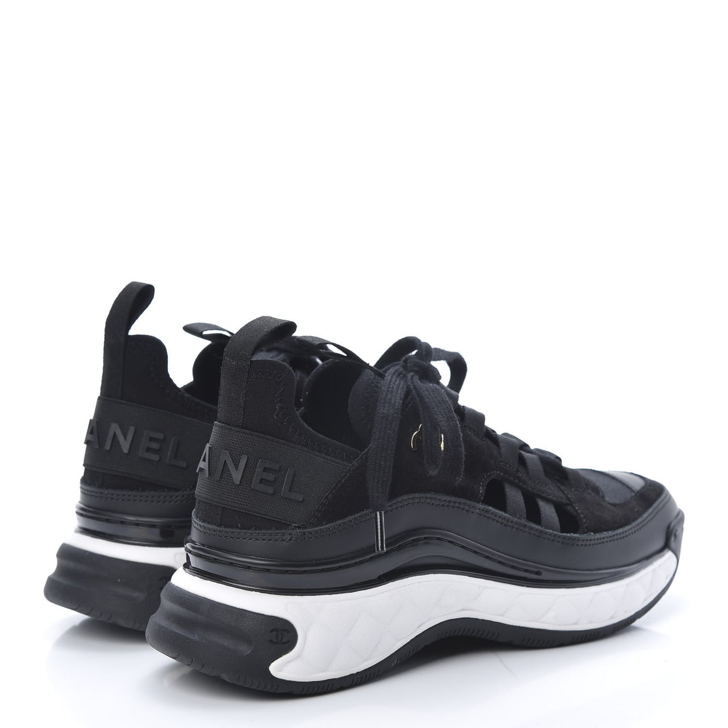 Fabric Calfskin Suede CC Sneakers 36 Black