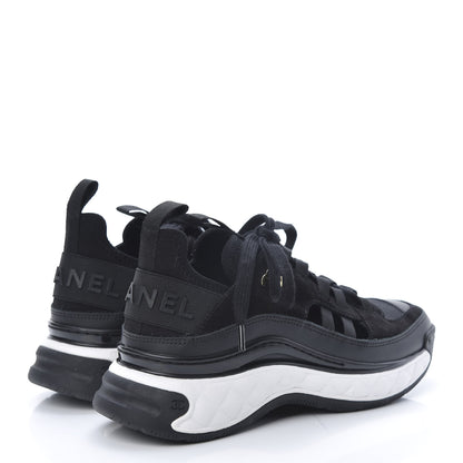 Chanel Fabric Calfskin Suede CC Sneakers 36 Black 4 of 8