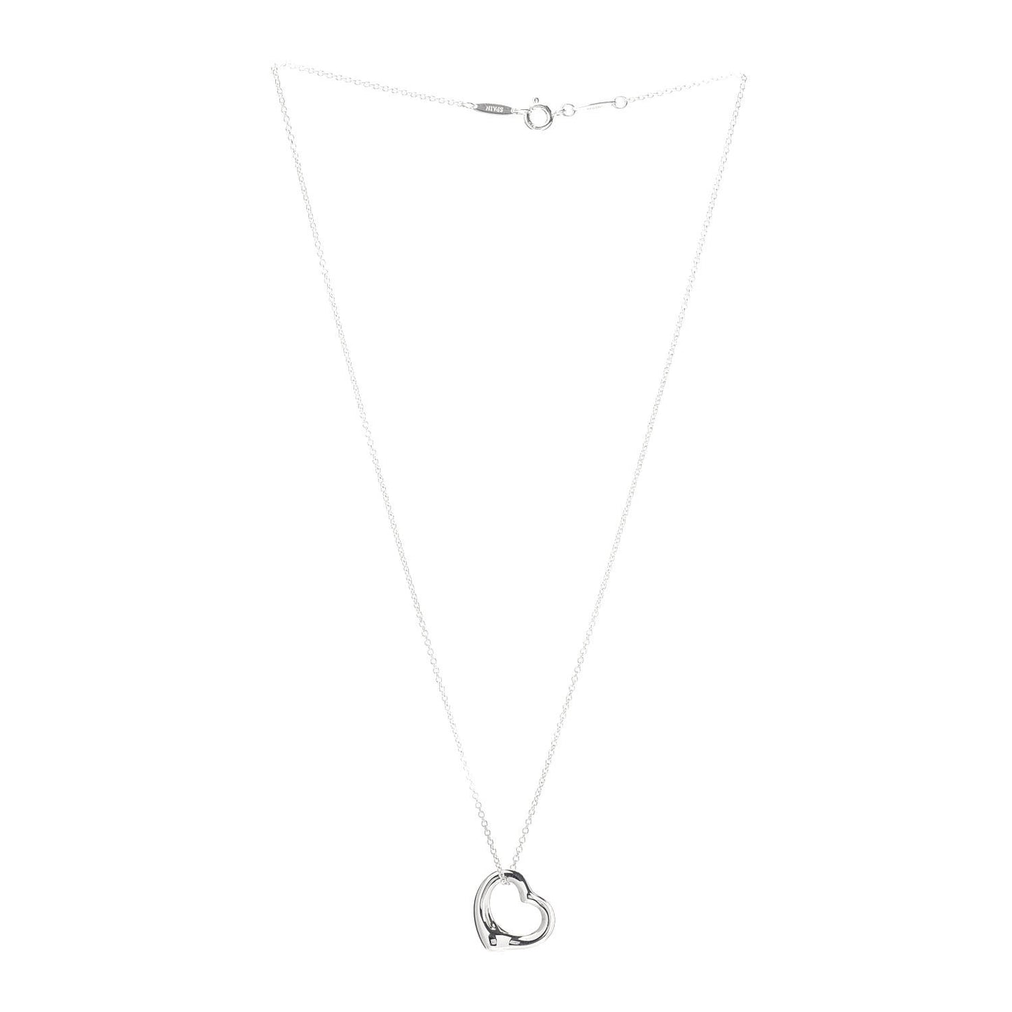 Sterling Silver 16mm Elsa Peretti Open Heart Pendant Necklace