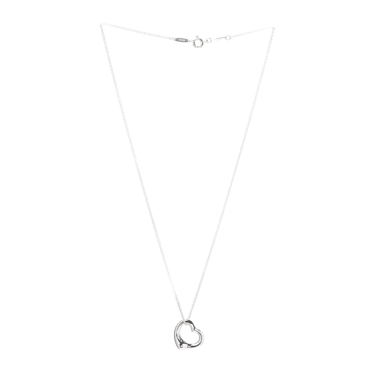 Tiffany Sterling Silver 16mm Elsa Peretti Open Heart Pendant Necklace 3 of 4