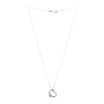 Tiffany Sterling Silver 16mm Elsa Peretti Open Heart Pendant Necklace 3 of 4