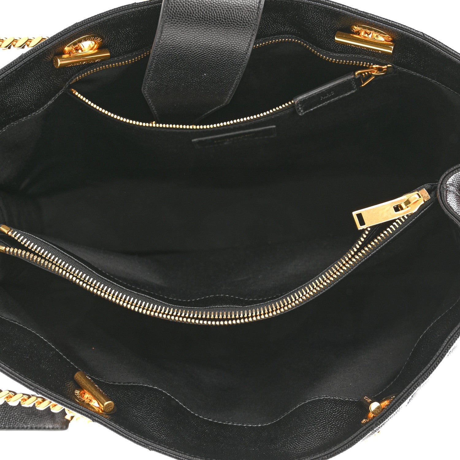 Saint Laurent Grain De Poudre Matelasse Chevron Monogram Shopping Bag Black 5 of 11