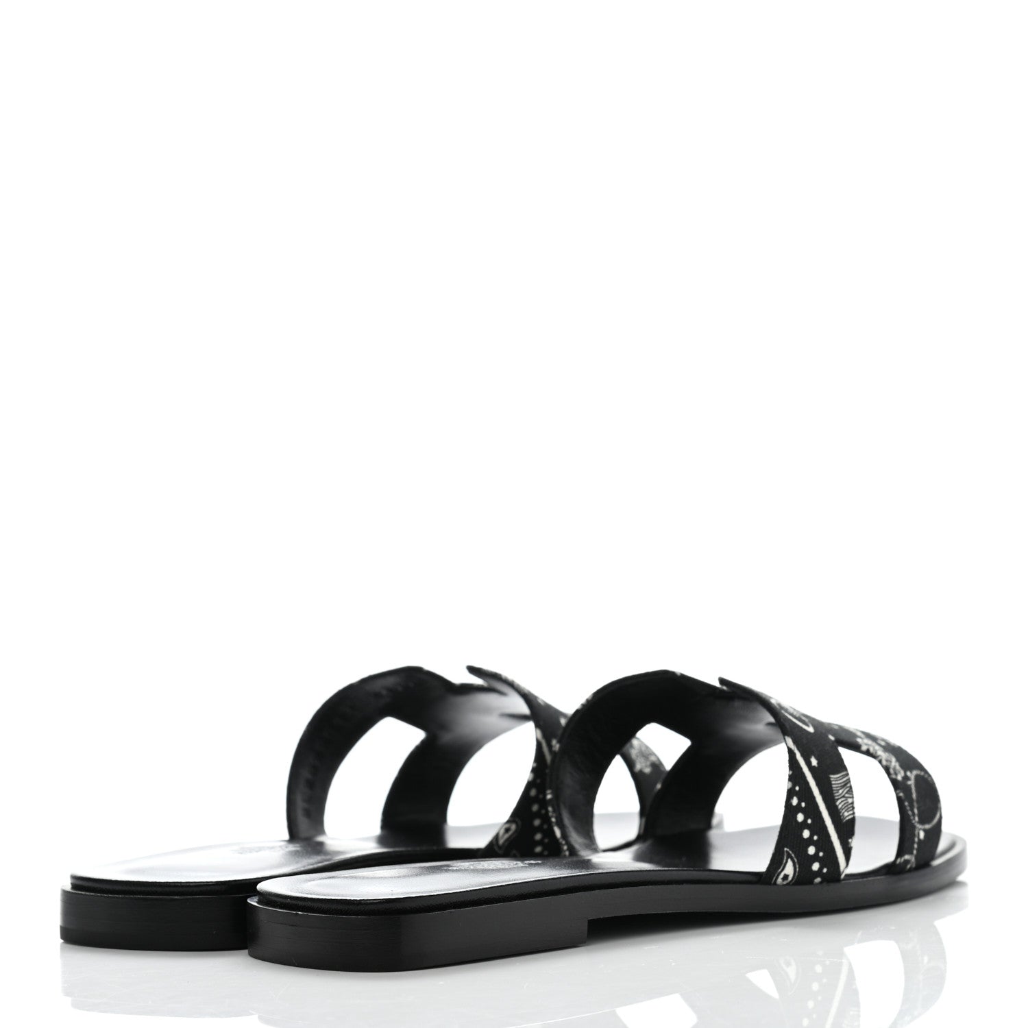 Hermes Cotton Canvas Printed Les Cles Bandana Oran Sandals 37 Black 4 of 9