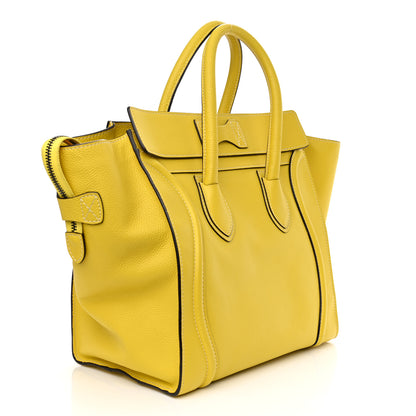 Celine Drummed Calfskin Mini Luggage Citron 3 of 10