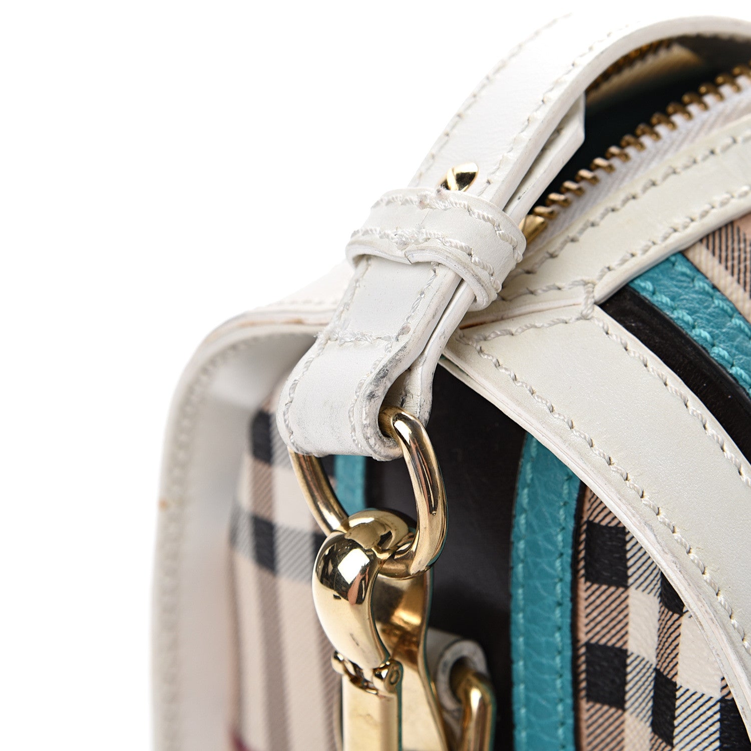 Burberry Haymarket Check Medium Alchester Bowling Bag White Aqua 21 of 21