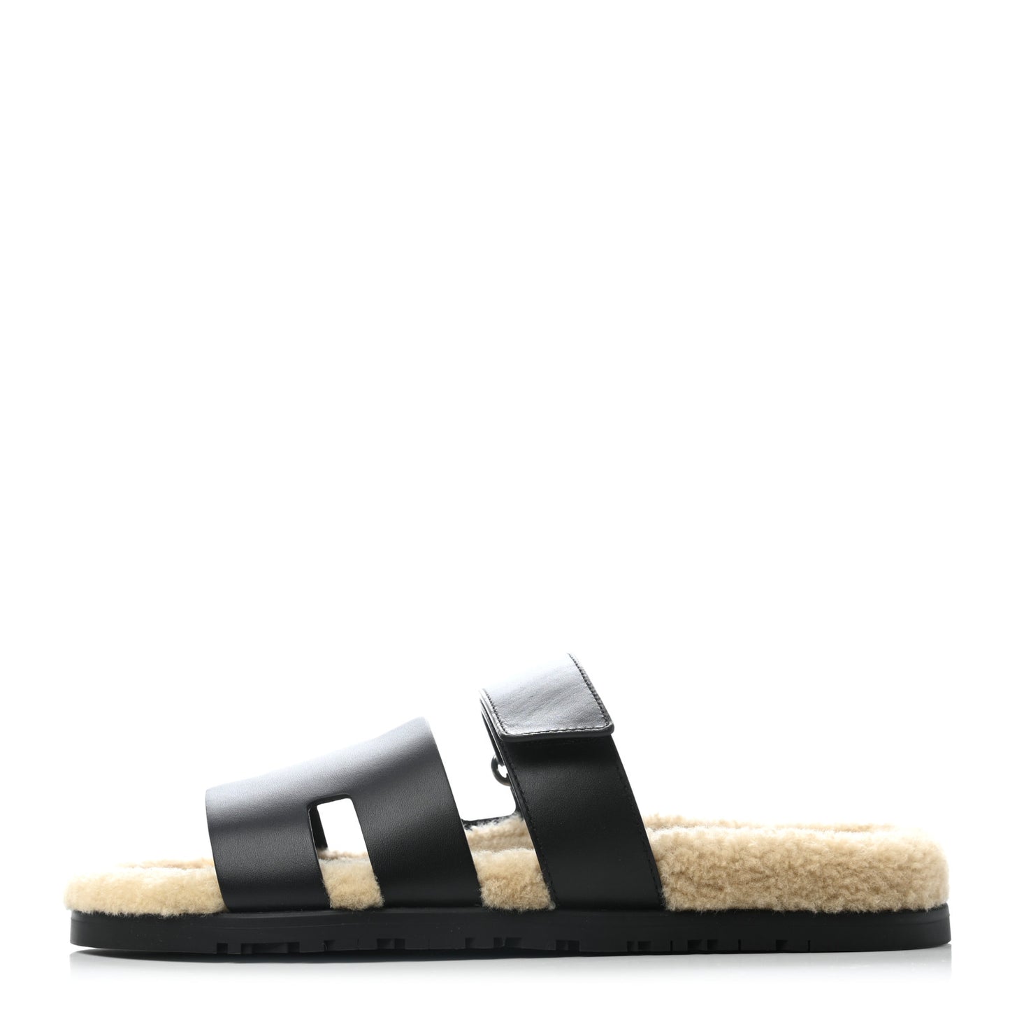 Veau Indios Woolskin Mens Chypre Sandals 41 Black Ecru