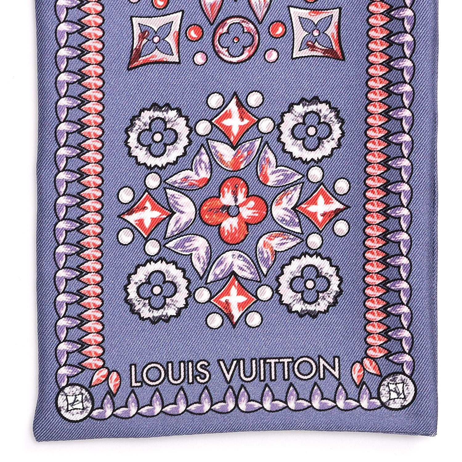 Louis Vuitton Silk Monogram Giant Lvrtual Flowers Bandeau Denim 3 of 4