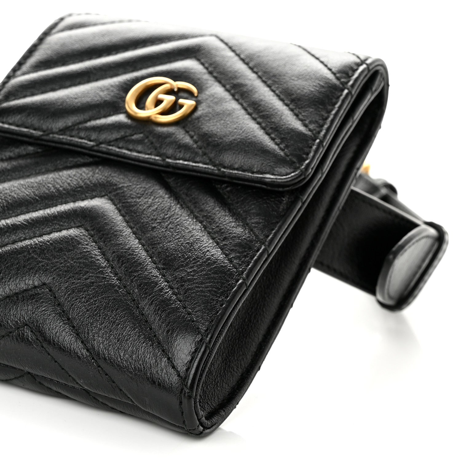 Gucci Calfskin Matelasse GG Marmont 2.0 Belt Bag 85 34 Black 10 of 10