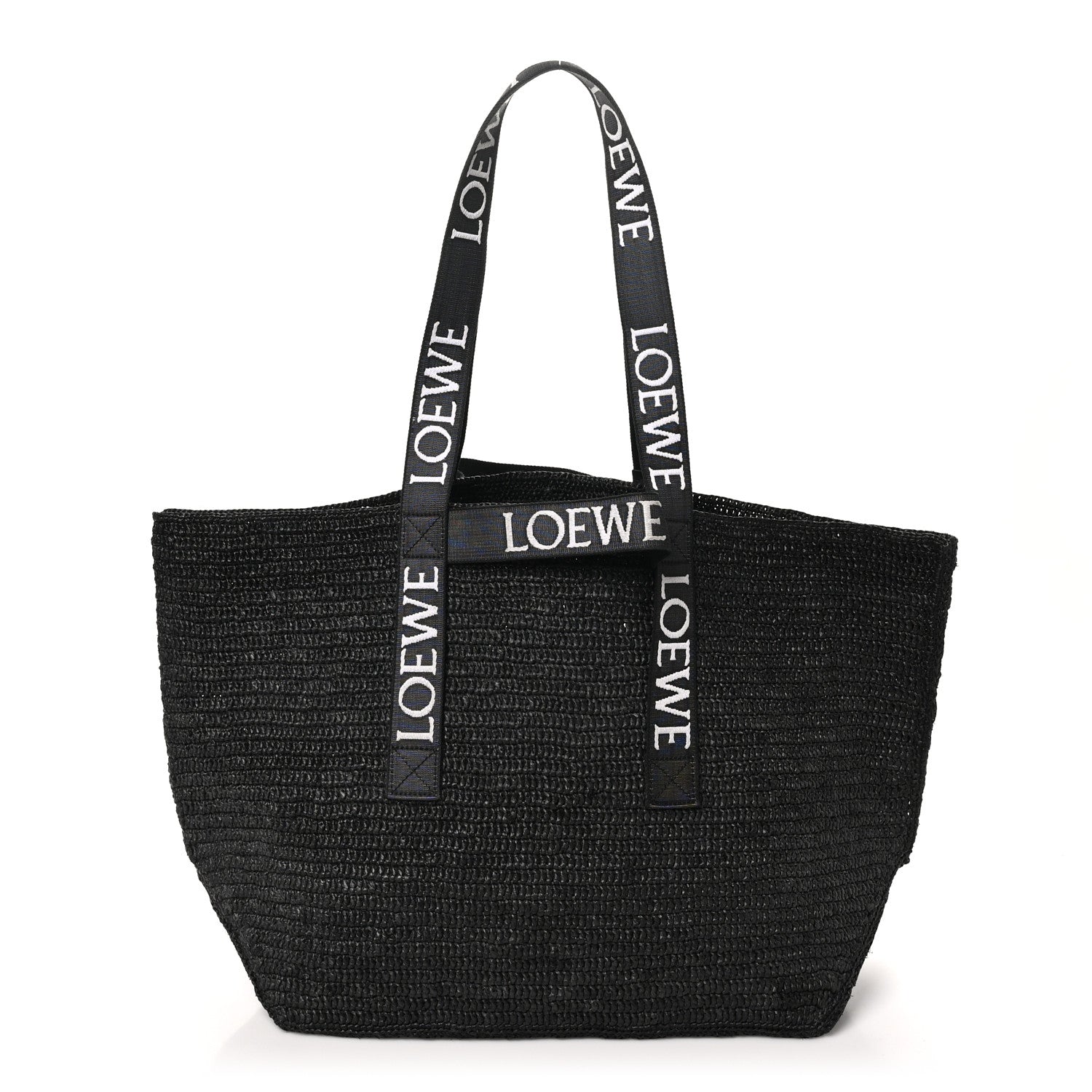Loewe Raffia Paulas Ibiza Fold Shopper Tote Black 1 of 10