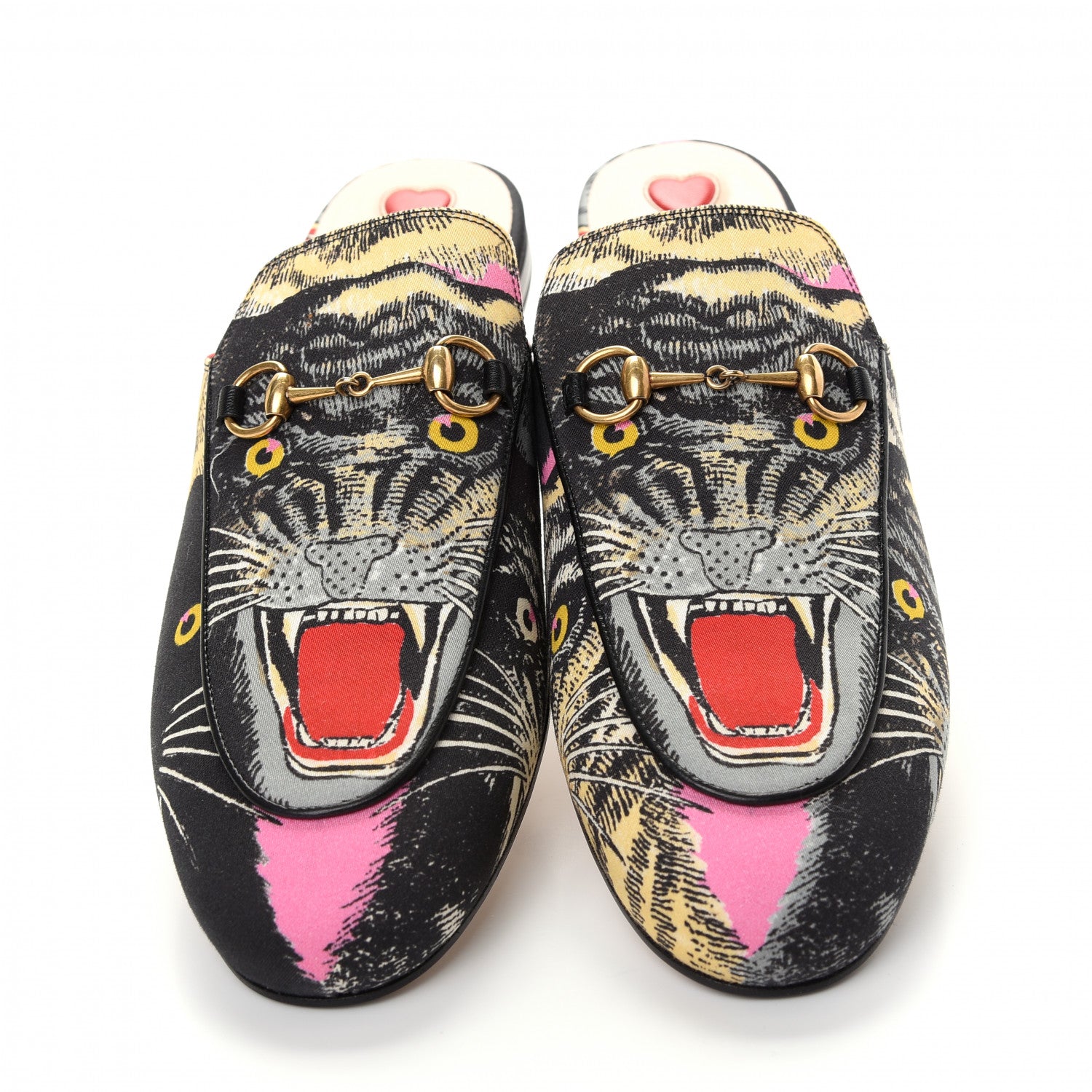 Gucci Satin Angry Cat Printed Womens Princetown Slippers 41 Black 5 of 11