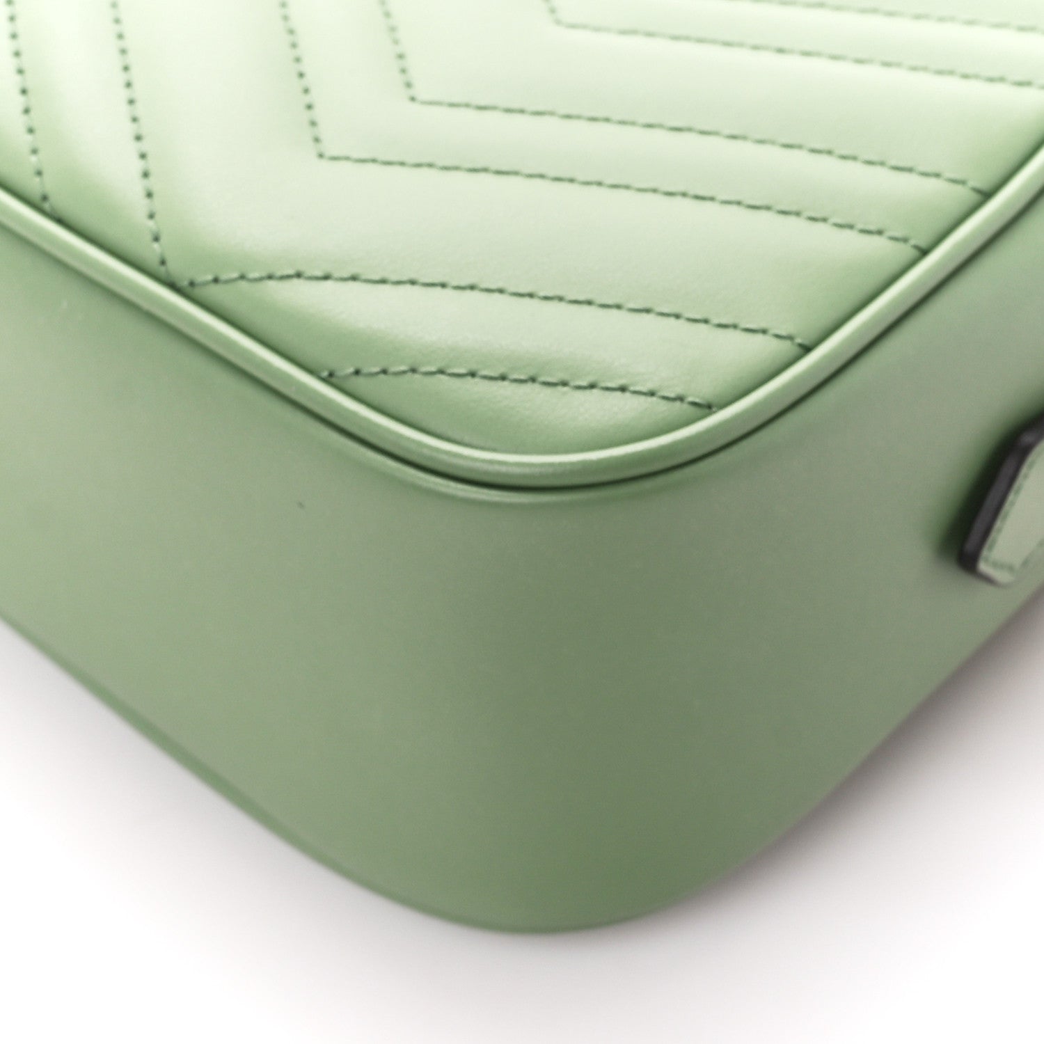 Gucci Calfskin Matelasse Chevron Small GG Marmont Chain Shoulder Bag Salamander Green 11 of 11